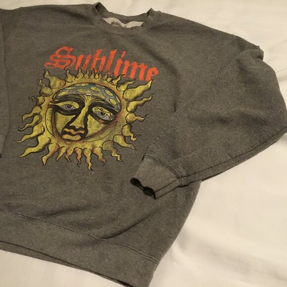 Sublime Sweatshirt Men's Large Gray Long Beach Sun Crewneck Pullover Band - Picture 2 of 8